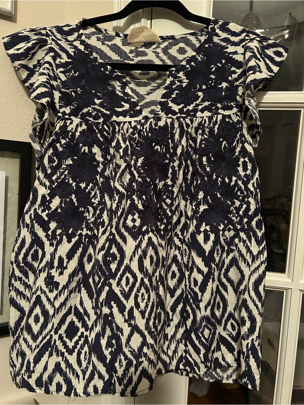 Women’s Navy and White Embroidered savanna Jane top